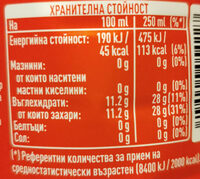 Coca cola 1 litre - Beslenme gerçekleri - en